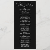 Formele zwart wit bruiloft programma namen programmakaart (Achterkant)