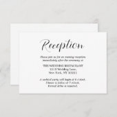 Formele zwart-wit bruiloft receptie informatiekaartje (Voorkant / Achterkant)