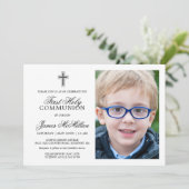Formele Zwart Wit Eerste Communie Photo Boy Kaart (Staand voorkant)