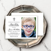 Formele Zwart Wit Eerste Communie Photo Boy Kaart
