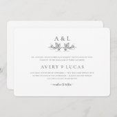 Formele Zwart Wit Elegante Klassieke Minimale Huwe Kaart (Voorkant / Achterkant)