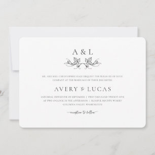 Formele Zwart Wit Elegante Klassieke Minimale Huwe Kaart