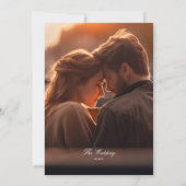 Formele zwart wit elegante overlay foto bruiloft kaart (Achterkant)