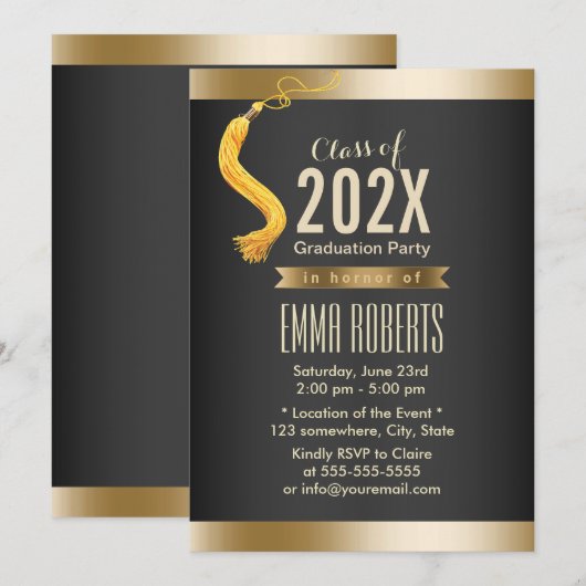 Formele zwart-wit en goud van de GraduPartij Kaart (Voorkant / Achterkant)
