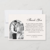 Formele Zwart-Wit Foto | Elegant Script Bruiloft Bedankkaart (Voorkant)