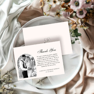 Formele Zwart-Wit Foto Elegant Script Bruiloft Bedankkaart
