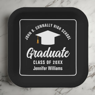Formele Zwart Wit Gepersonaliseerde Graduation Par Papieren Bordje