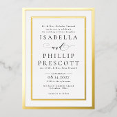 Formele zwart-wit ingelijste bruiloft folie uitnodiging (Voorkant)