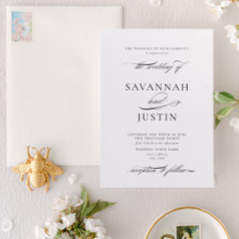 Formele zwart-wit kalligrafie bruiloft kaart