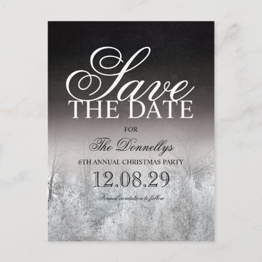 Formele Zwart Wit Kerstfeest Save the Date Aankondigingskaart (Voorkant)