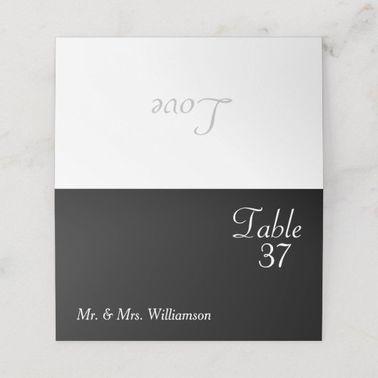 Formele Zwart Wit Liefde Bruiloft Plaats Kaart Plaatskaartje (Buitenkant ongevouwen)