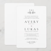 Formele zwart-wit monogram bruiloft kaart (Voorkant / Achterkant)