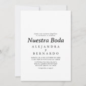 Formele Zwart Wit Nuestra Boda Spaans Bruiloft Kaart (Voorkant)