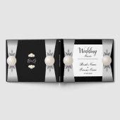 Formele Zwart & Wit Parel Lint Bruiloft Gastenboek (Volledig)