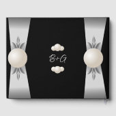 Formele Zwart & Wit Parel Lint Bruiloft Gastenboek (Achterkant)