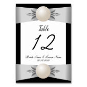 Formele Zwart & Wit Parel Lint Bruiloft Kaart (Achterkant)