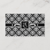 Formele zwart-wit Retro Damask Art Deco Style Visitekaartje (Achterkant)