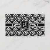 Formele zwart-wit Retro Damask Art Deco Style Visitekaartje (Achterkant)