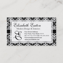 Formele zwart-wit Retro Damask Art Deco Style Visitekaartje