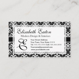 Formele zwart-wit Retro Damask Art Deco Style Visitekaartje