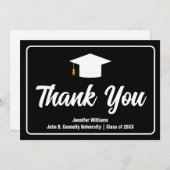 Formele Zwart Wit Typografie Custom Afstuderen Bedankkaart (Voorkant / Achterkant)