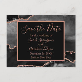 Formele zwarte agaat save the date-ansichtkaarten briefkaart