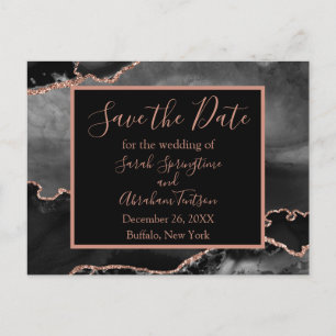 Formele zwarte agaat save the date-ansichtkaarten briefkaart
