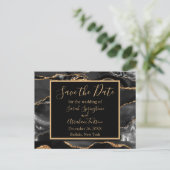 Formele zwarte agaat save the date-ansichtkaarten briefkaart (Staand voorkant)