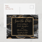 Formele zwarte agaat save the date-ansichtkaarten briefkaart (Voorkant / Achterkant)