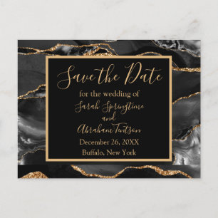 Formele zwarte agaat save the date-ansichtkaarten briefkaart