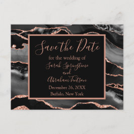Formele zwarte agaat save the date-ansichtkaarten briefkaart