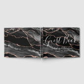 Formele Zwarte Agate Roze Gouden Glitter Bruiloft Gastenboek (Volledig)