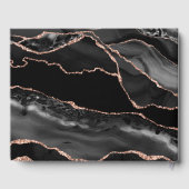 Formele Zwarte Agate Roze Gouden Glitter Bruiloft Gastenboek (Achterkant)