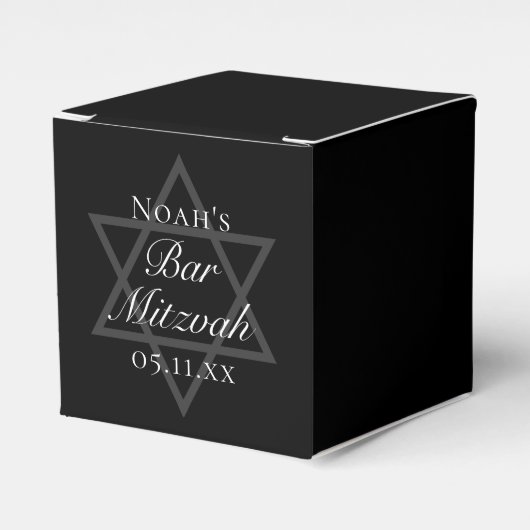 Formele Zwarte Bar Mitzvah Ster van David Klein Bedankdoosjes (Voorkant Zijde)
