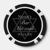 Formele zwarte Bar Mitzvah ster van David op maat Poker Chips (Achterkant)