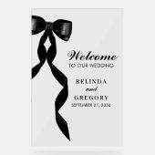Formele zwarte boog lint elegante bruiloft acryl bord (Voorkant)