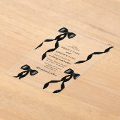 Formele zwarte boog lint elegante bruiloft acryl uitnodigingen (Laagn)
