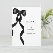 Formele zwarte boog lint elegante bruiloft bedankkaart (Staand voorkant)