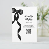Formele zwarte boog lint elegante bruiloft informatiekaartje (Staand voorkant)
