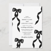 Formele zwarte boog lint elegante bruiloft kaart (Voorkant)