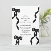 Formele zwarte boog lint elegante bruiloft kaart (Staand voorkant)