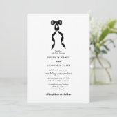 Formele zwarte boog lint elegante bruiloft kaart (Staand voorkant)