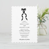 Formele zwarte boog lint elegante bruiloft kaart (Staand voorkant)