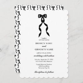 Formele zwarte boog lint elegante bruiloft kaart