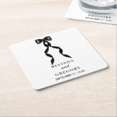 Formele zwarte boog lint elegante bruiloft kartonnen onderzetters (Schuin)