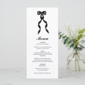 Formele zwarte boog lint elegante bruiloft menu (Staand voorkant)