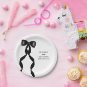 Formele zwarte boog lint elegante bruiloft papieren bordje (Feest)