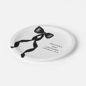 Formele zwarte boog lint elegante bruiloft papieren bordje (Gekanteld)