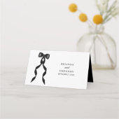 Formele zwarte boog lint elegante bruiloft plaatskaartje (Achterkant)