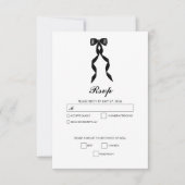 Formele zwarte boog lint elegante bruiloft RSVP kaartje (Voorkant)